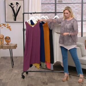 LOGO by Lori Goldstein Satin & Chiffon Reversible Dress in Plum/Gold - NEW